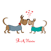 День Святого Валентина открытки с мультяшный собака | Векторный клипарт